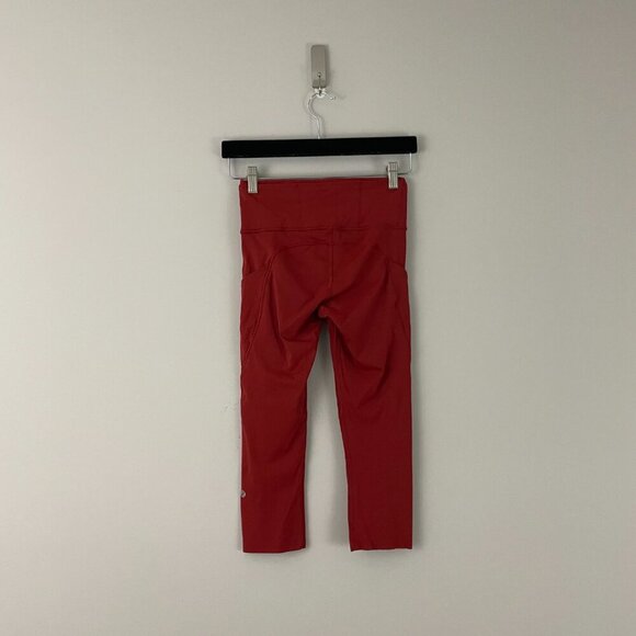 Lululemon Fast and Free Crop II 19" Non-Reflective Magma Leggings Size 4 - Picture 2 of 7